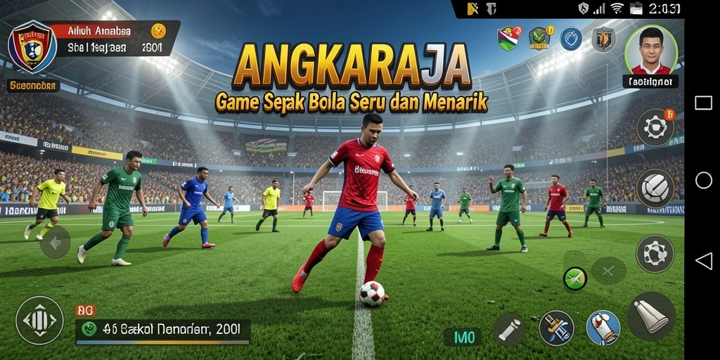 Tampilan gameplay seru dalam ANGKARAJA yang menggambarkan aksi di lapangan.