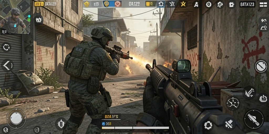 Tampilan gameplay intens dalam BATA123 dengan aksi tembak-menembak yang memikat.