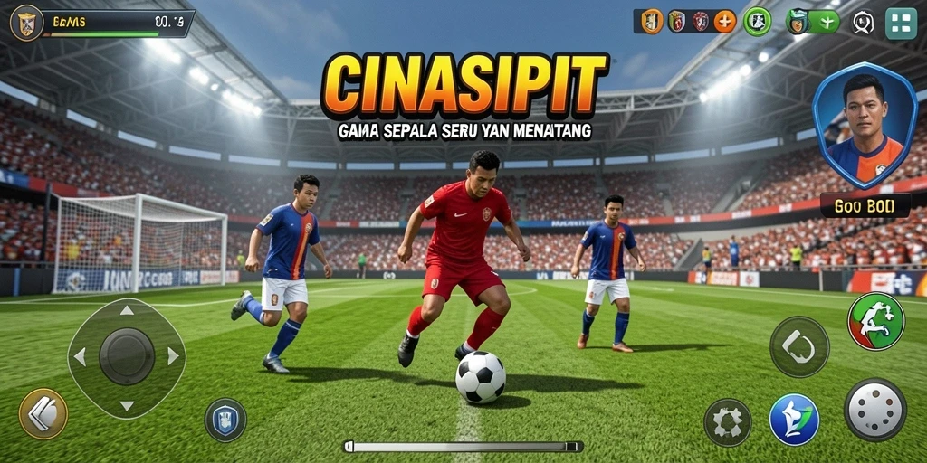Screenshot CINASIPIT menampilkan aksi seru di lapangan sepak bola.
