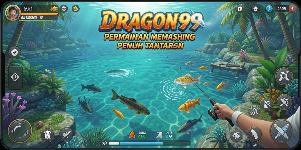 Tampilan gameplay <strong>DRAGON99</strong> dengan aksi memancing yang seru dan menantang.