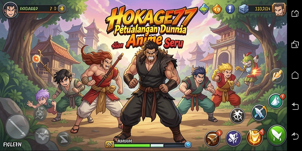 Tangkapan layar utama HOKAGE77 menunjukkan aksi pertarungan yang menegangkan.