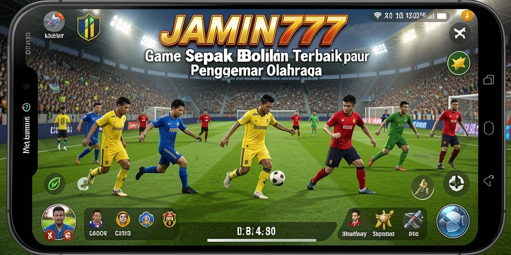 Tampilan utama permainan sepak bola yang seru dan interaktif.