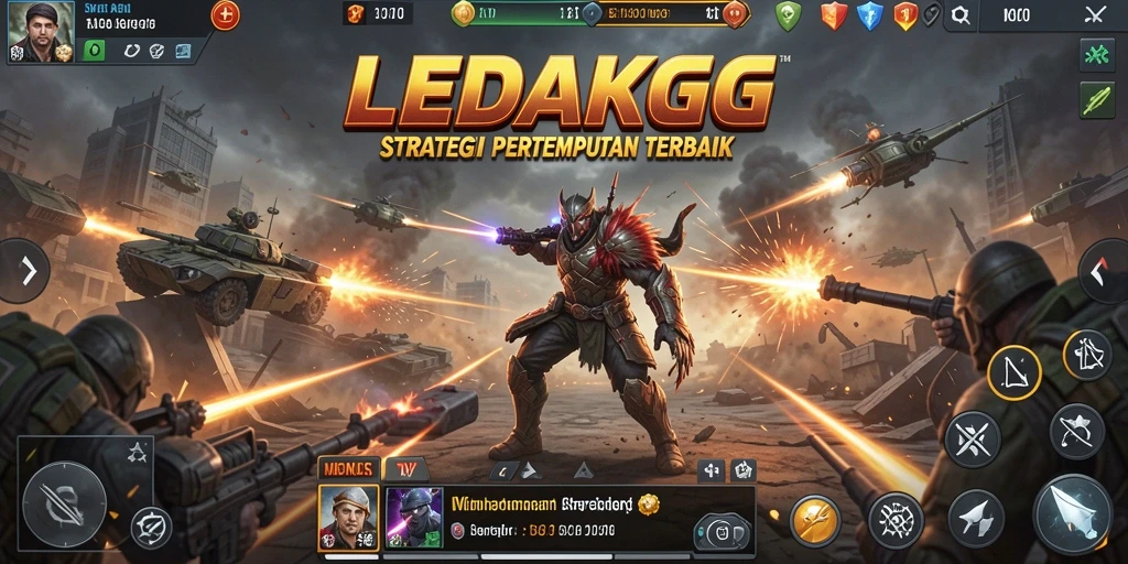 Screenshot gameplay LEDAKGG yang menunjukkan pertempuran strategis dan pembangunan kerajaan.