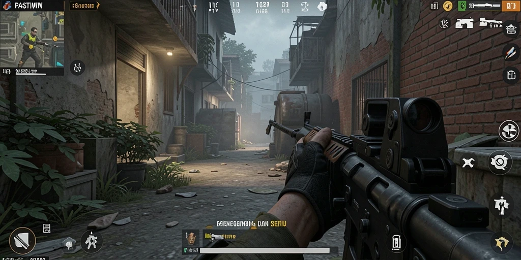 Screenshot dari gameplay PASTIWIN menampilkan aksi tembak-menembak yang intens.