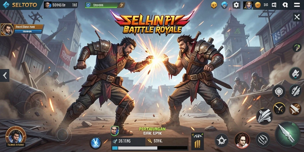 Tampilan gameplay seru dalam SELTOTO dengan aksi Battle Royale yang mendebarkan.