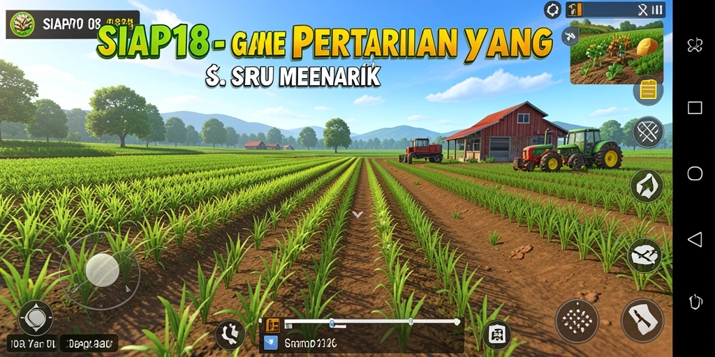 Screenshot gameplay SIAP108 menampilkan suasana ladang yang hidup dan berwarna.