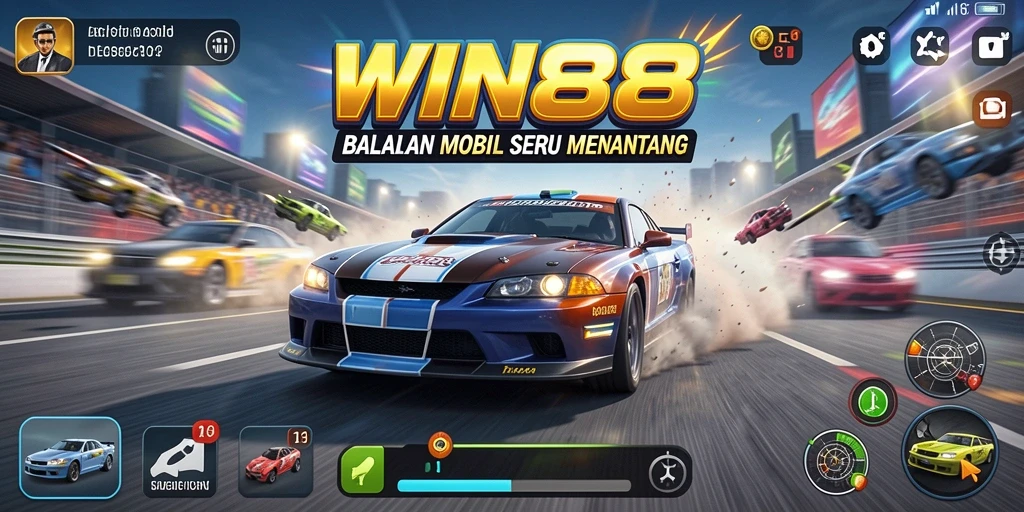 Tampilan gameplay kompetitif dalam balapan mobil seru.